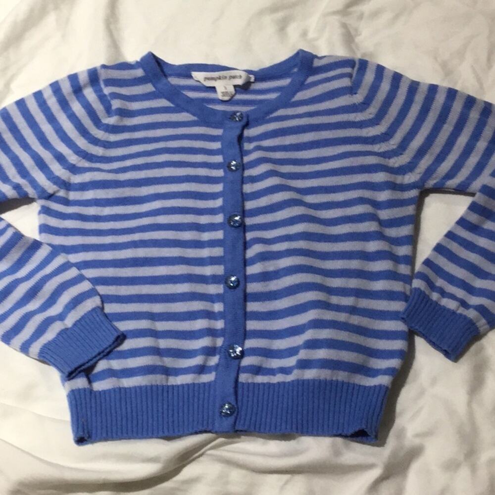 Pumpkin patch mixed blues cardigan💯cotton worn 1x